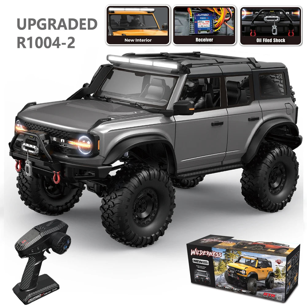 HB 1/10 RC Crawler R1001 4WD RTR Off-road Car with LED 2.4G Electric Remote Control Climbing Rock Buggy Vehicle for Adults