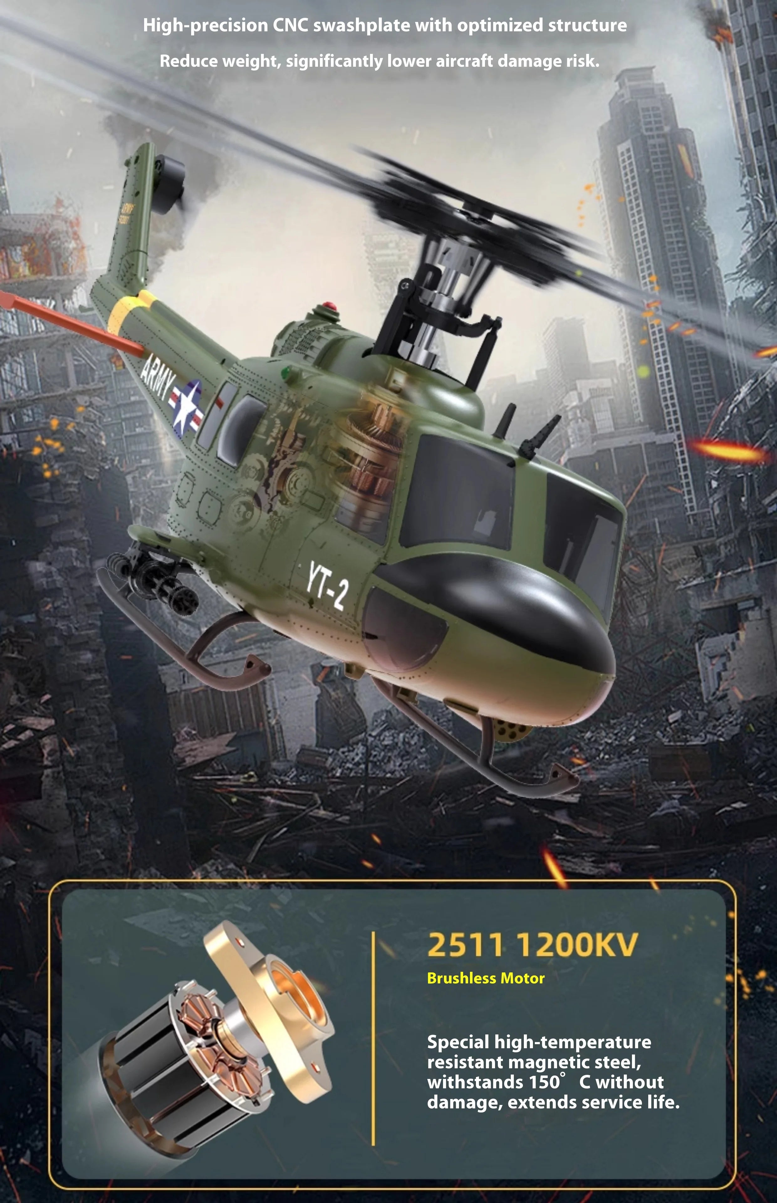 Yuxiang F07 intelligent version/F07V manual version UH1 Huey remote-controlled helicopter 3D stunt helicopter