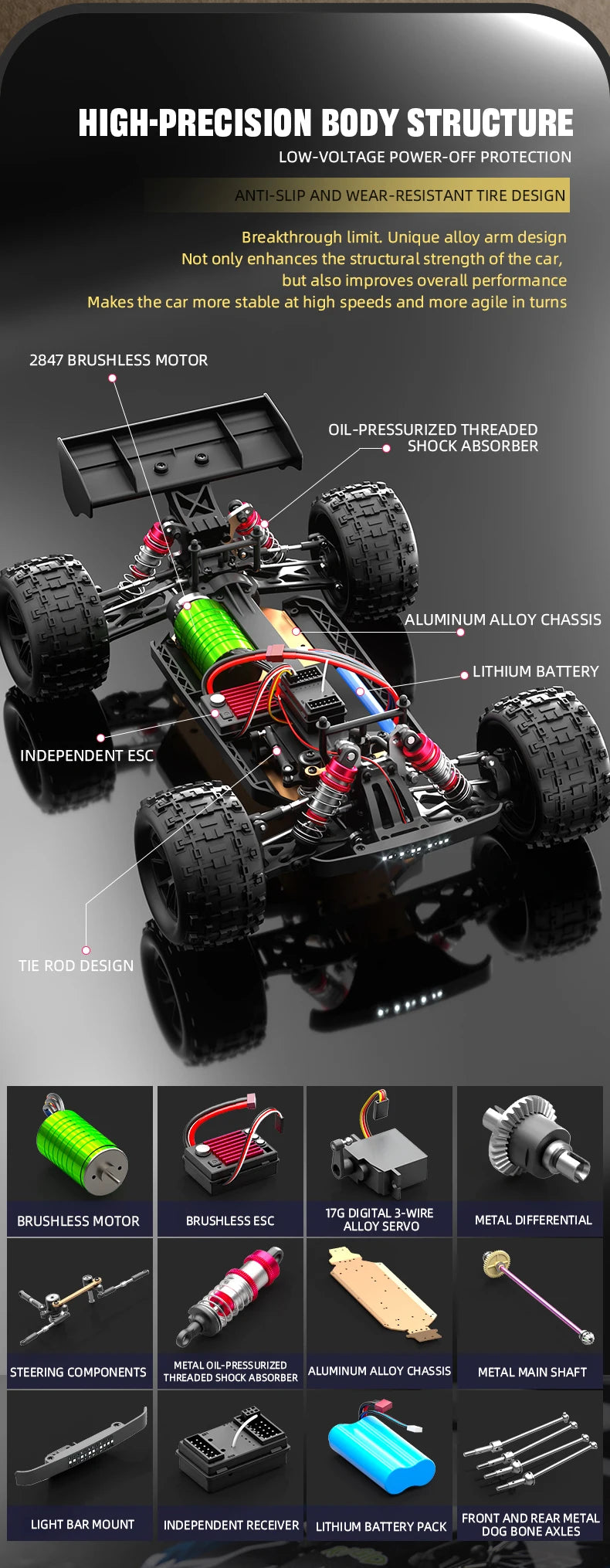 90KM/H High Speed Brushless Four-Wheel Drive Remote Control Car Off-road Vehicle RC Drift Racing With Lights RC Car Adult Toys