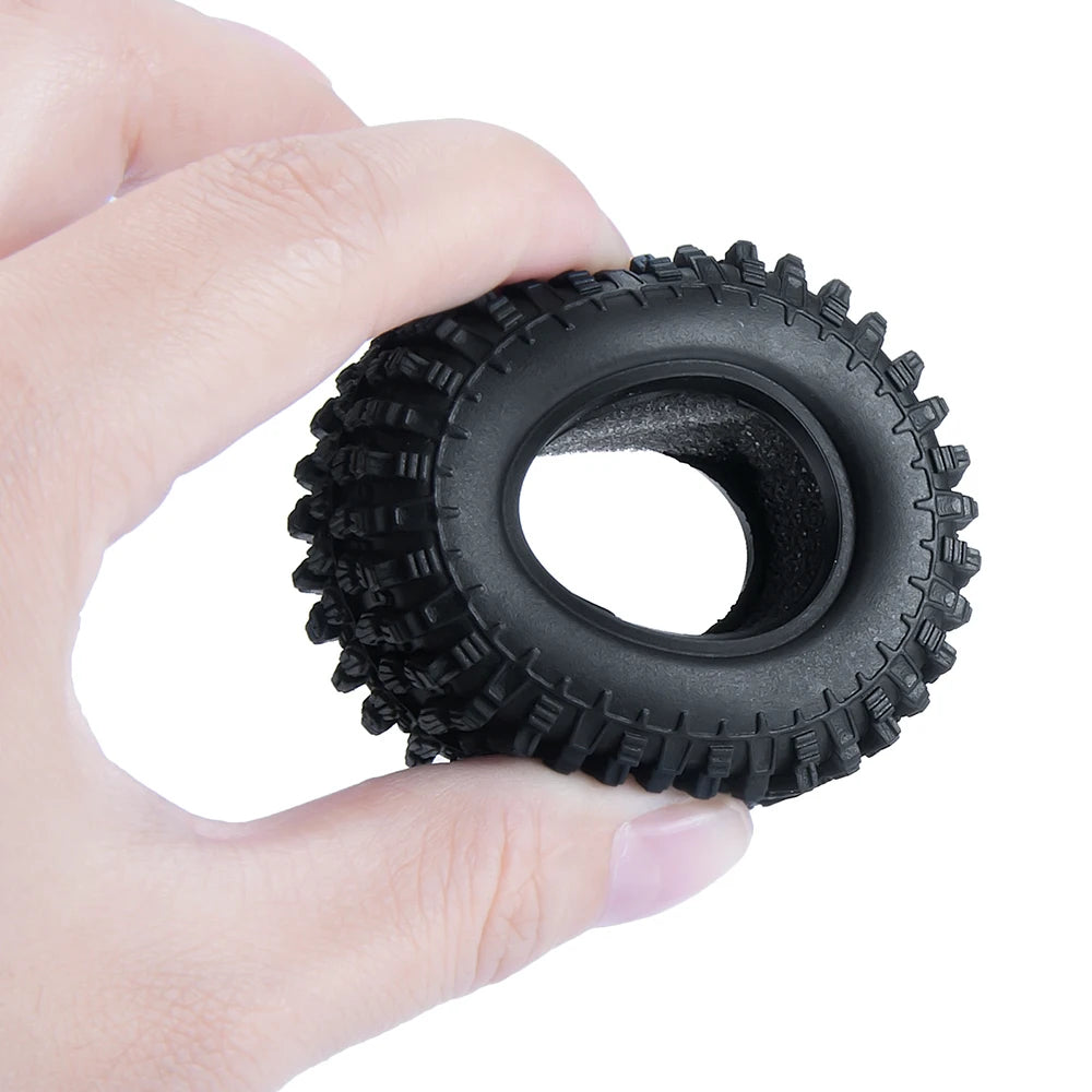 YEAHRUN 4Pcs 1.0inch Soft Rubber Wheel Tires 50/54/58/62/64/65mm for TRX-4M 1/18 Axial SCX24 1/24 RC Crawler Car Upgrade Parts