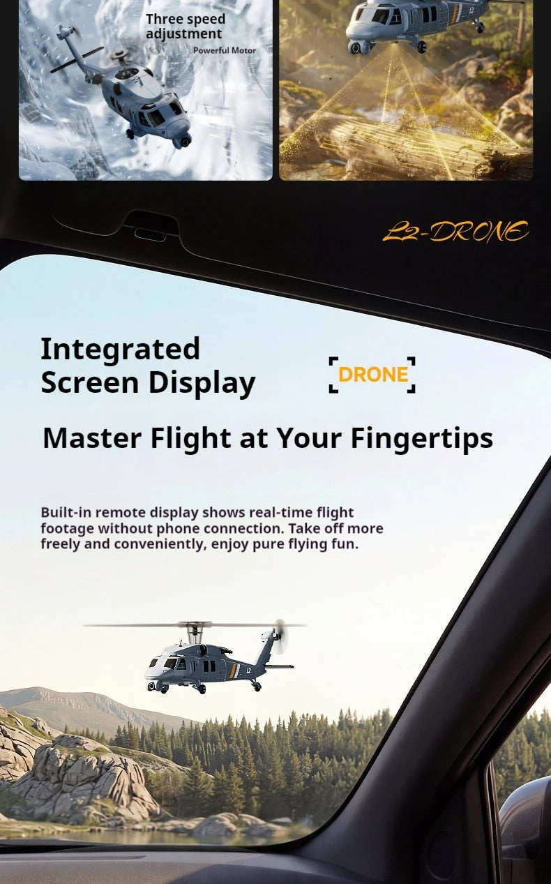 4DRC L2 Apache Military Remote Control Helicopter 6 Axis Gyro Single Rotor 8K Aerial Optical Flow With Screen Remote Boys Gift