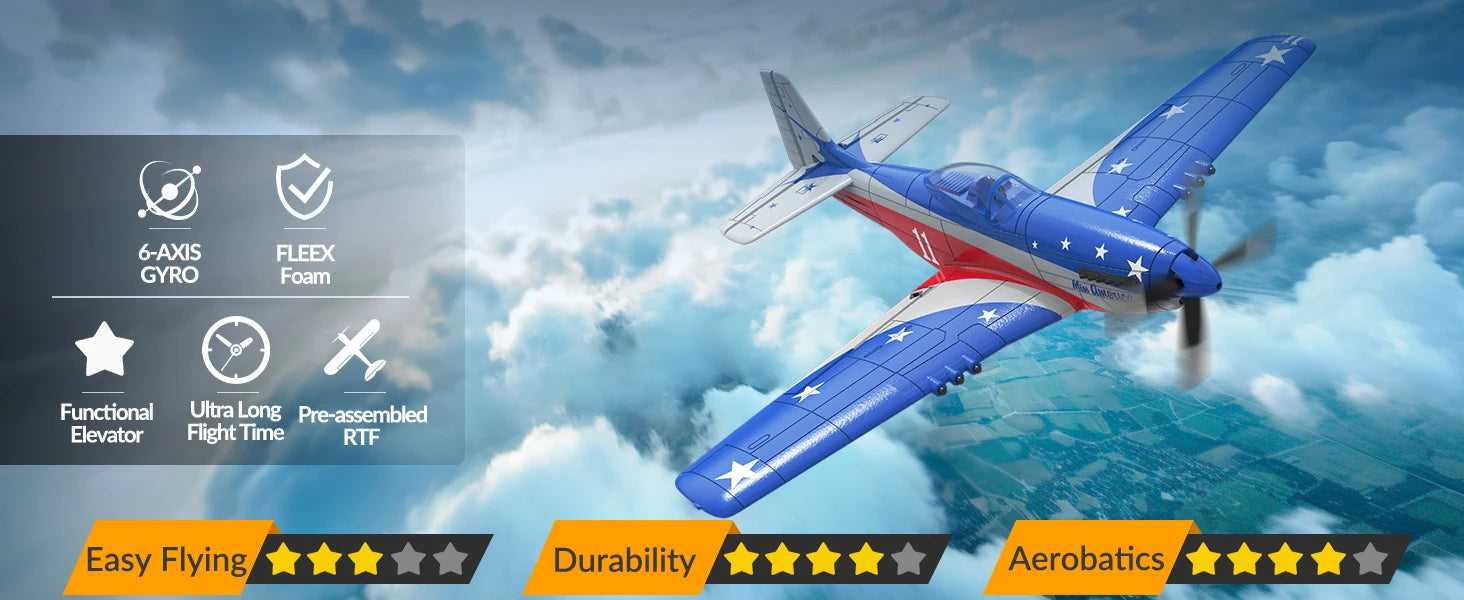 Volantex New Spitfire RC Plane EPP 400mm Wingspan RC Fighter One Key Aerobatic 2.4G 4CH RTF Warbird Plane