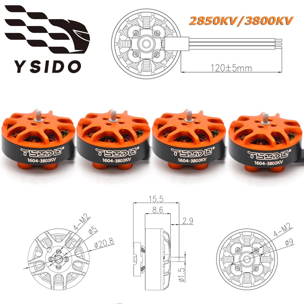 4PCS YSIDO 1103 1104 1204 1303 1404 1505 1604 Brushless Motor for RC FPV Fixed-wing Racing Drone RC Quadcopter RC Accessories