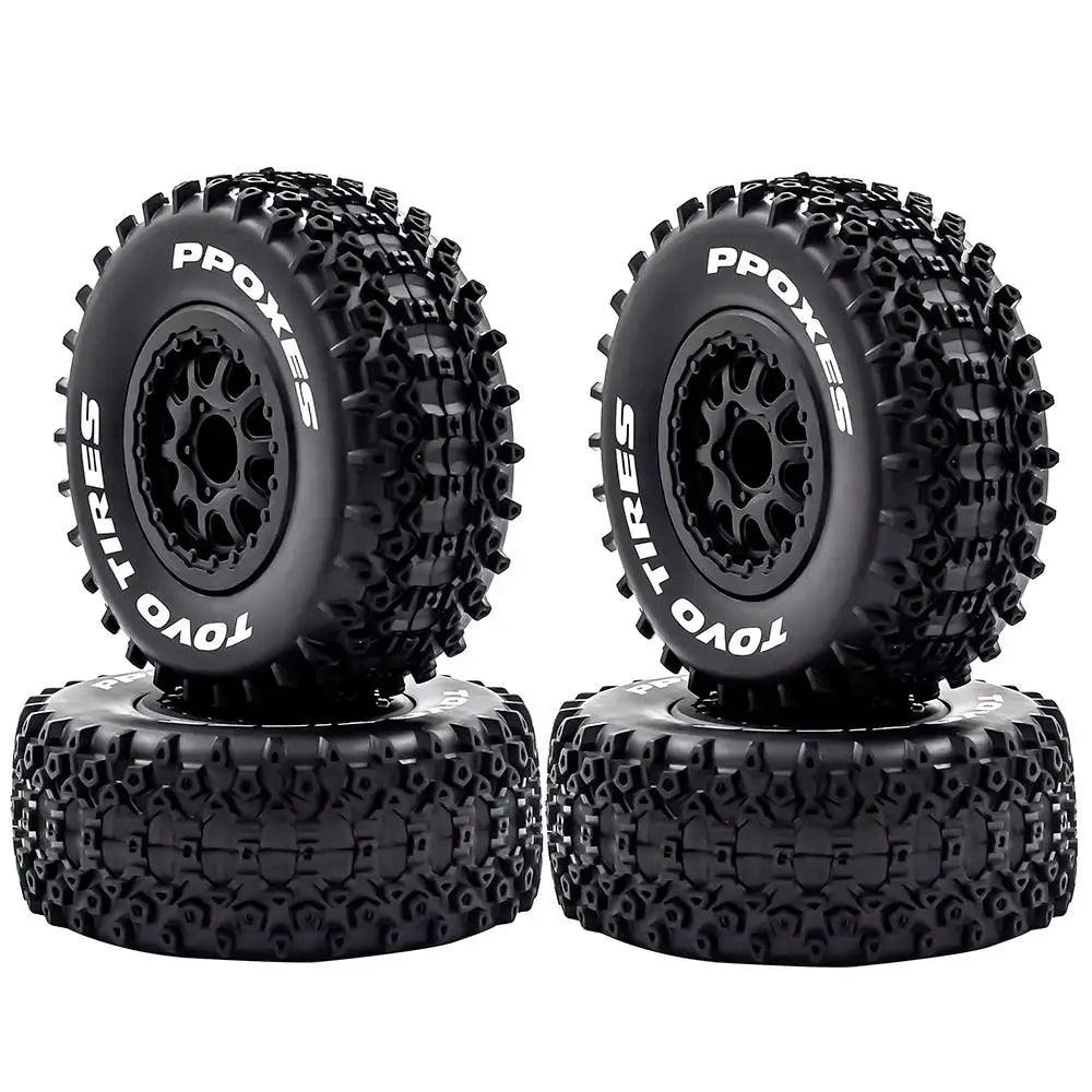 4pcs 112mm 1/10 Short Course Truck Tires Tyre Wheel With 12mm Hex For Slash Arrma Senton HuanQi 727 Vkar 10sc Hpi Rc Car