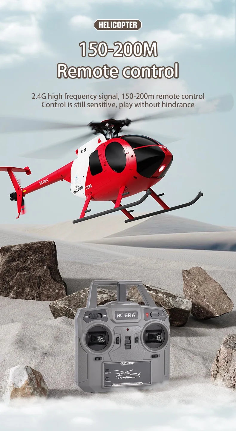 MD500 C189 Remote Control Helicopter Aircraft Add Optical Flow Positioning 6-Axis Gyro Dual Brushless Motors RC Heli for Adults