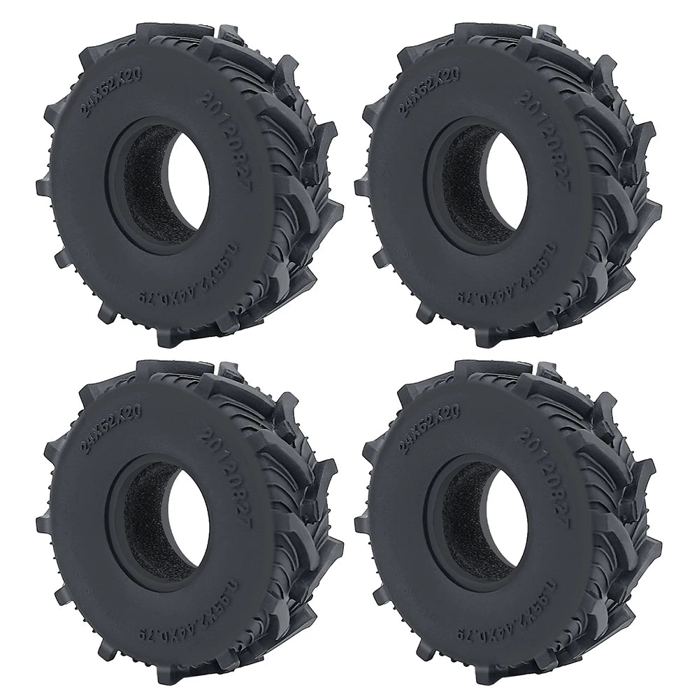 YEAHRUN 4Pcs 1.0inch Soft Rubber Wheel Tires 50/54/58/62/64/65mm for TRX-4M 1/18 Axial SCX24 1/24 RC Crawler Car Upgrade Parts