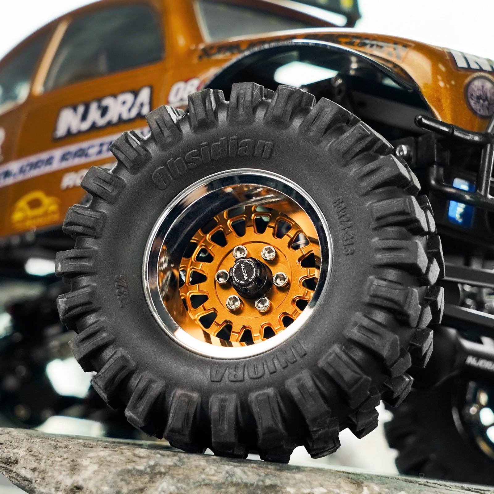 INJORA ModuWheel 1.3" Brass & Aluminum Beadlock Wheels, Negative Offset, for 1/18 1/24 RC Crawlers