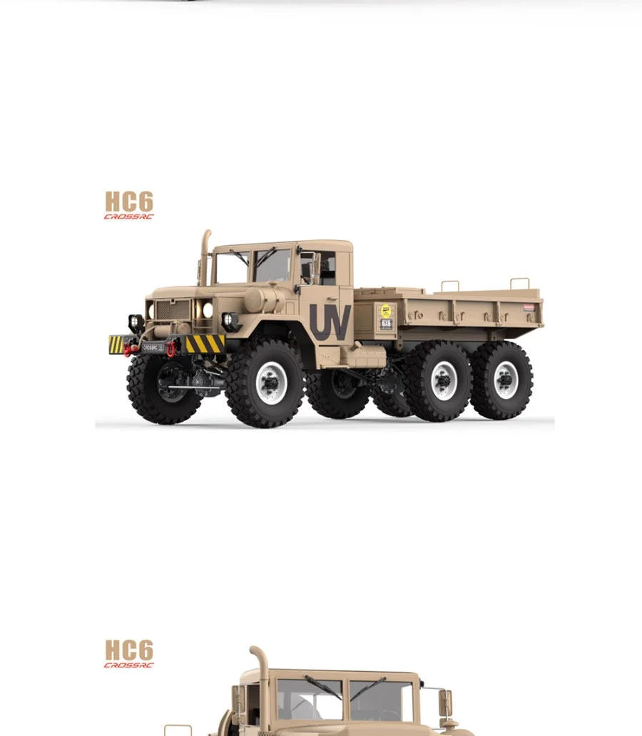CROSS HC6 M35 Style 6X6 RC Car Military Truck Electric Remote Control Hard Shell Off Road Rock Crawler Dual Speed Model Vehicle