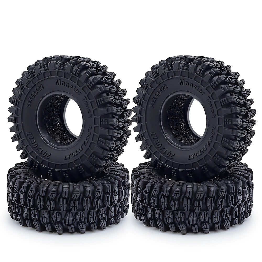 YEAHRUN 4Pcs 1.0inch Soft Rubber Wheel Tires 50/54/58/62/64/65mm for TRX-4M 1/18 Axial SCX24 1/24 RC Crawler Car Upgrade Parts