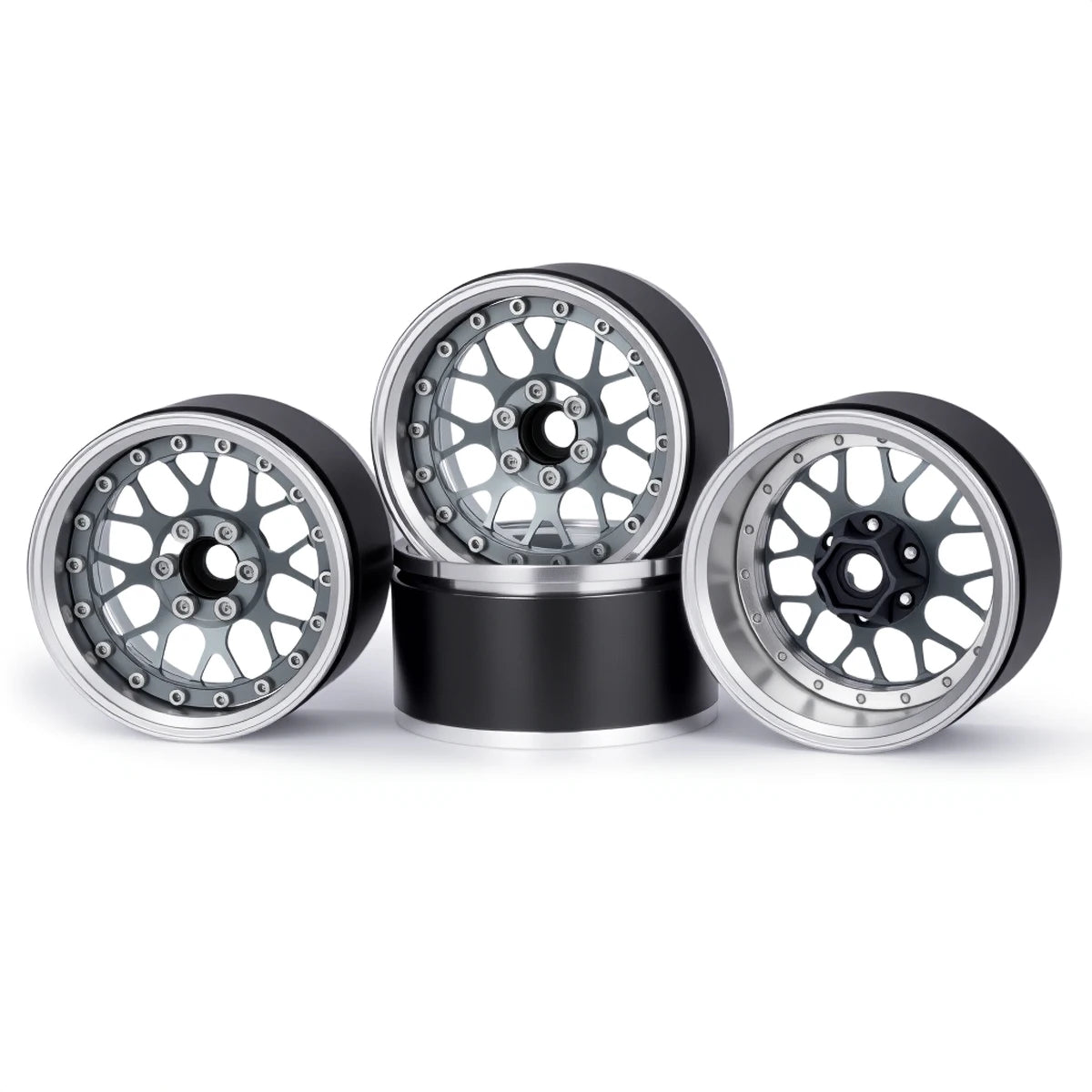 4Pcs Aluminum Alloy 2.2" Beadlock Wheels, Universal Fit for 1/10 RC Crawler Car Axial SCX10 II III & Traxxas TRX4