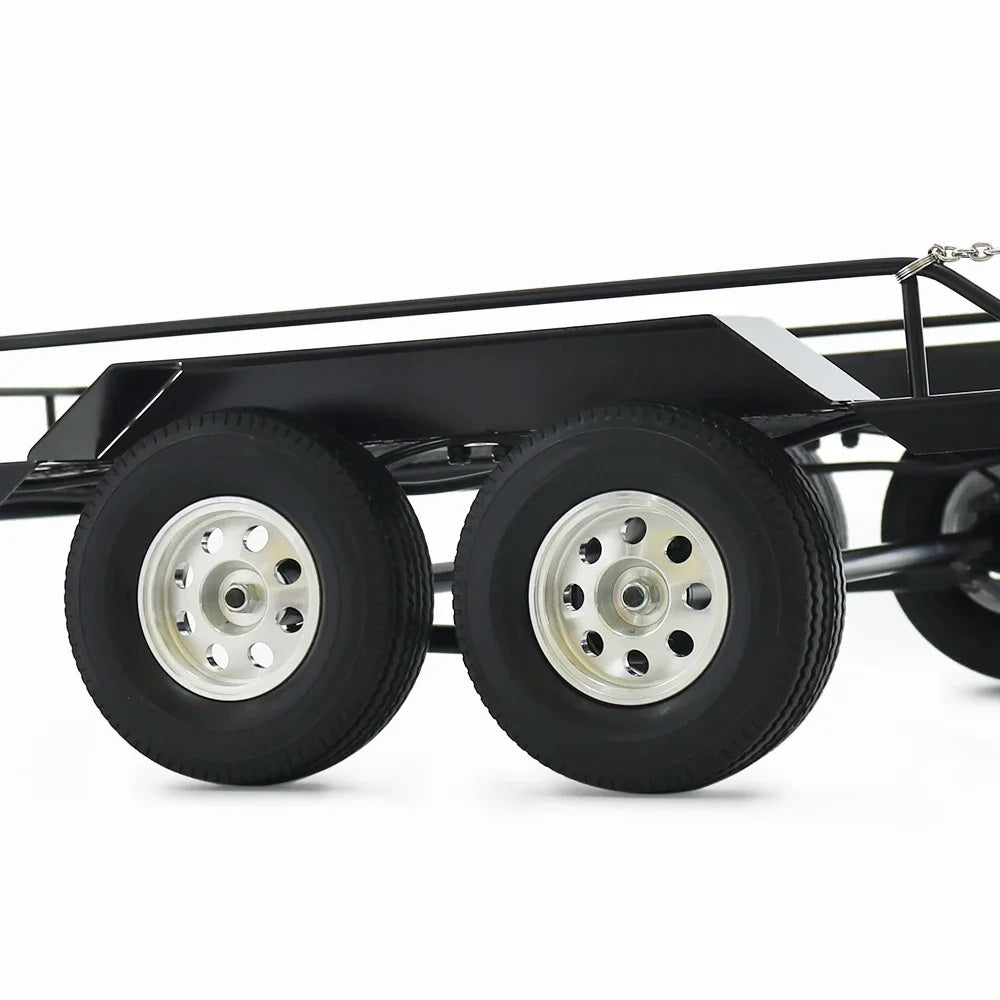 1/10 Dual Axle Metal Truck Trailer for RC Crawler SCX10 II III 90046 TRX4 TRX6 TF2 D90 CC01 RGT 86100 Redcat GEN8 YIKONG 4082