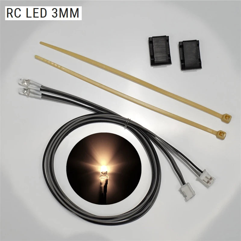 LED 3mm 5mm PH2.0 Plug Light Lamp Beads for 1/10 RC Crawler Car TRX4 Defender 1/14 Tamiya RC Truck SCANIA 770S VOLVO BENZ MAN