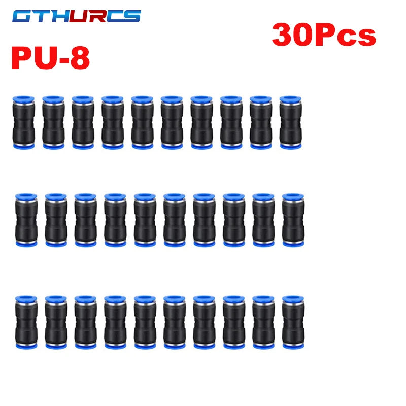 30/40/50/60/70pcs Pneumatic Fitting Straight Push Plastic Connector 6/8/10/12mm Trachea Connector PU  Air Hose Tube