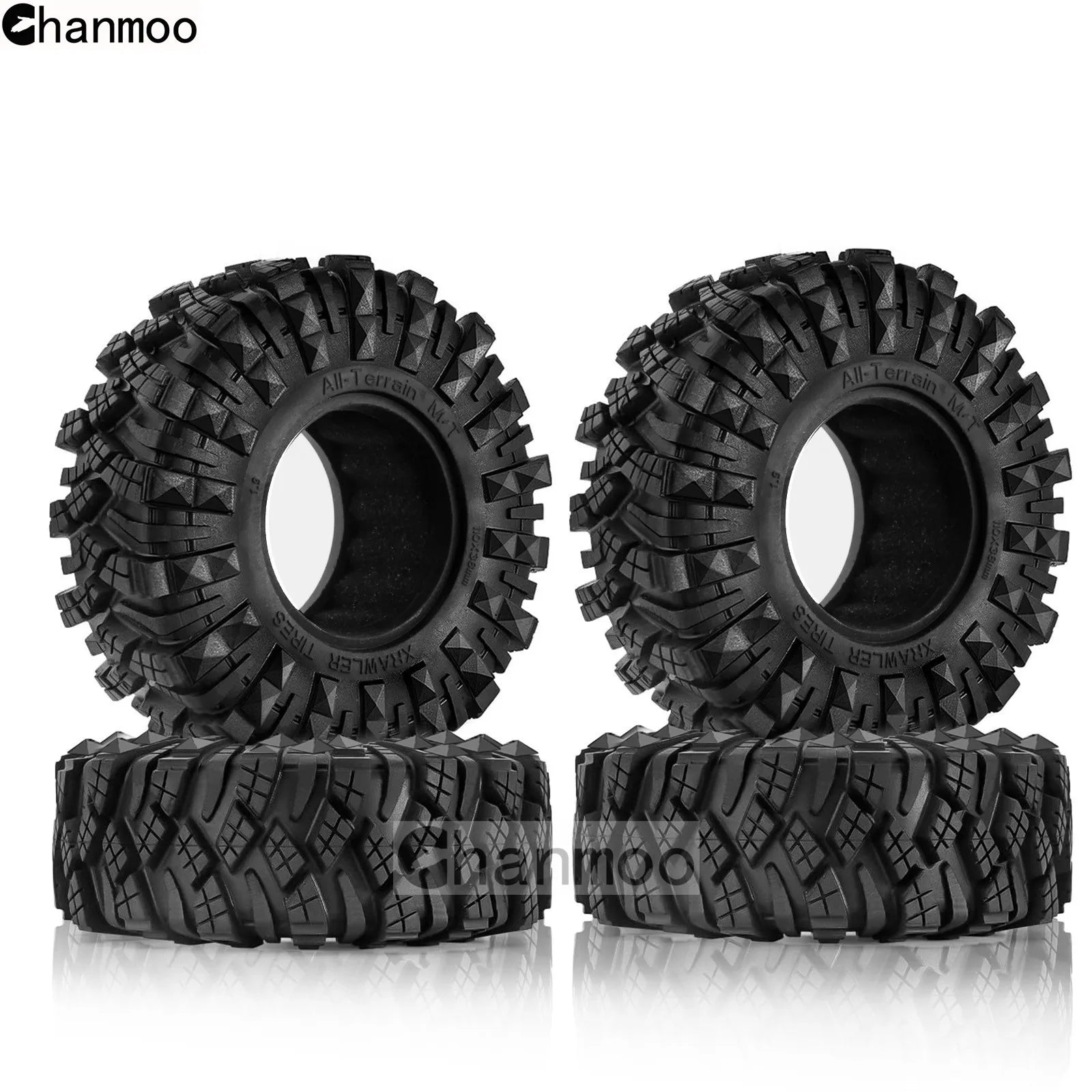 1.9in Crawler Tires Rock Wheels Mud Tyre for 1/10 Scale RC Car Axial Traxxas SCX10 II III TRX4 RC4WD D90 YK4102 Gen8 Redcat