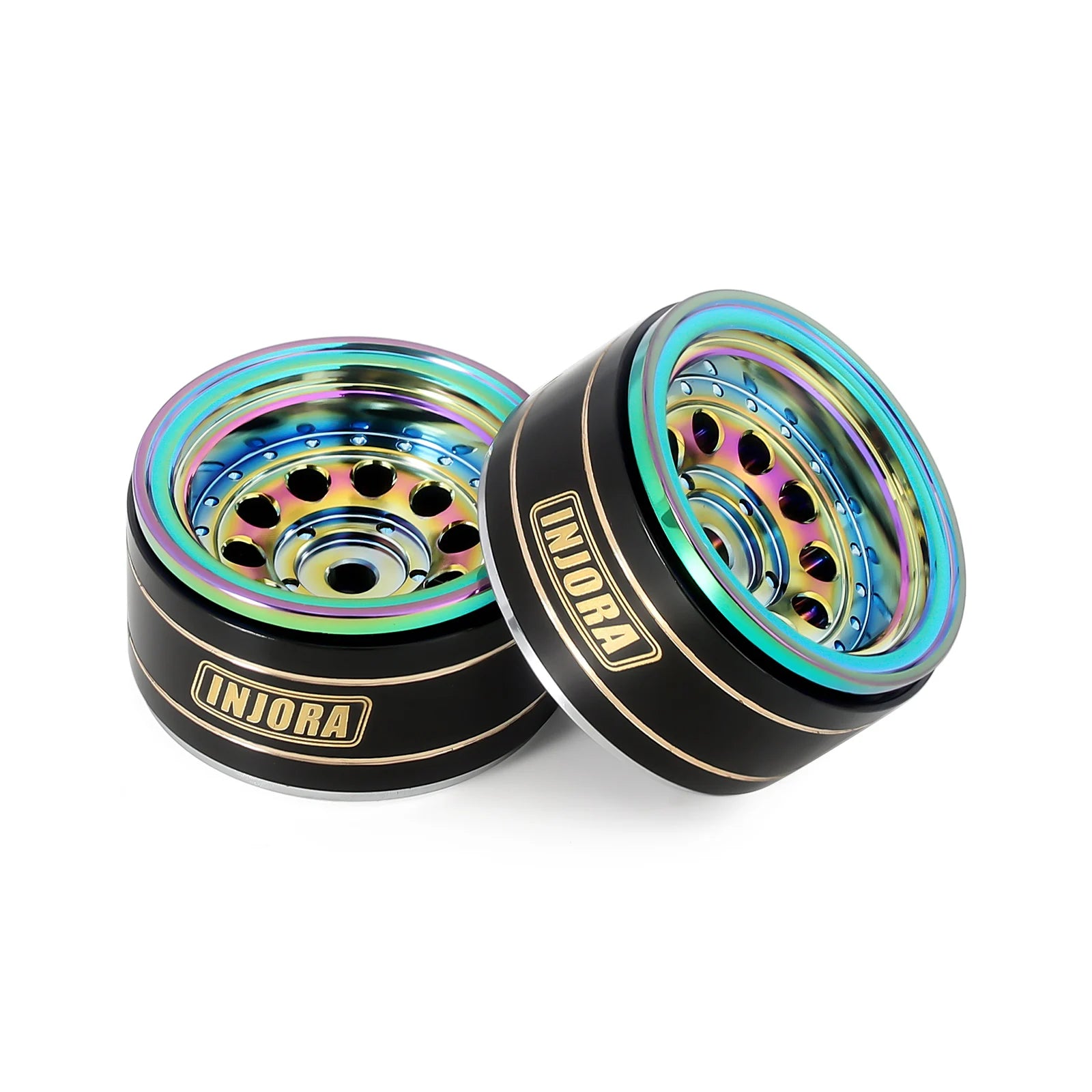 INJORA 39g Black Coating Brass 1.0" Beadlock Wheel Rims for 1/24 1/18 RC Crawler Car Axial SCX24 AX24 TRX4M FCX24 (W1008)
