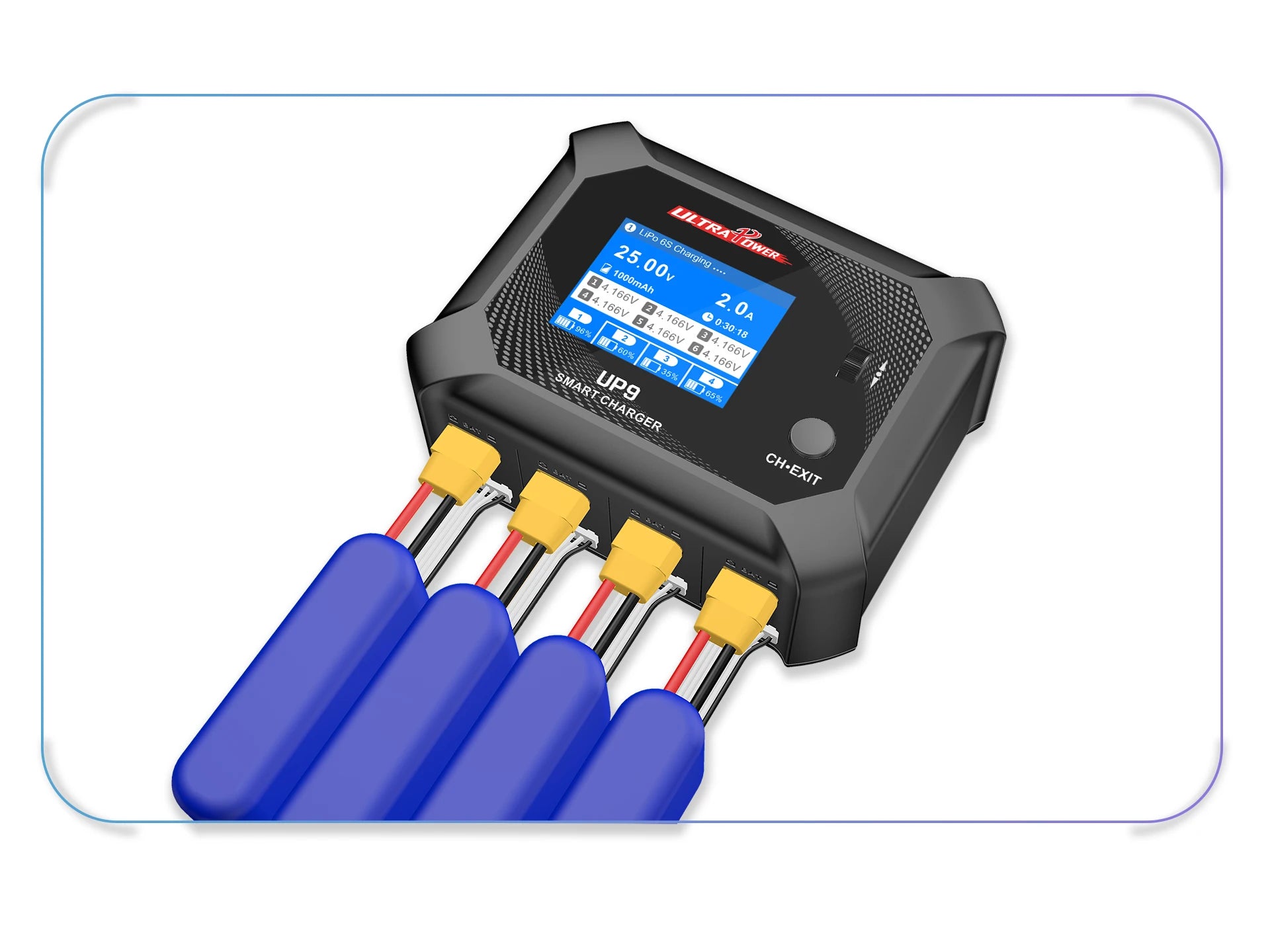 UltraPower UP9 Smart Blance Charger Discharger AC 100W DC 200W LCD 4Ch Charger for 1-6S LiPo/LiHV/LiIon/LiFe Battery RC Model