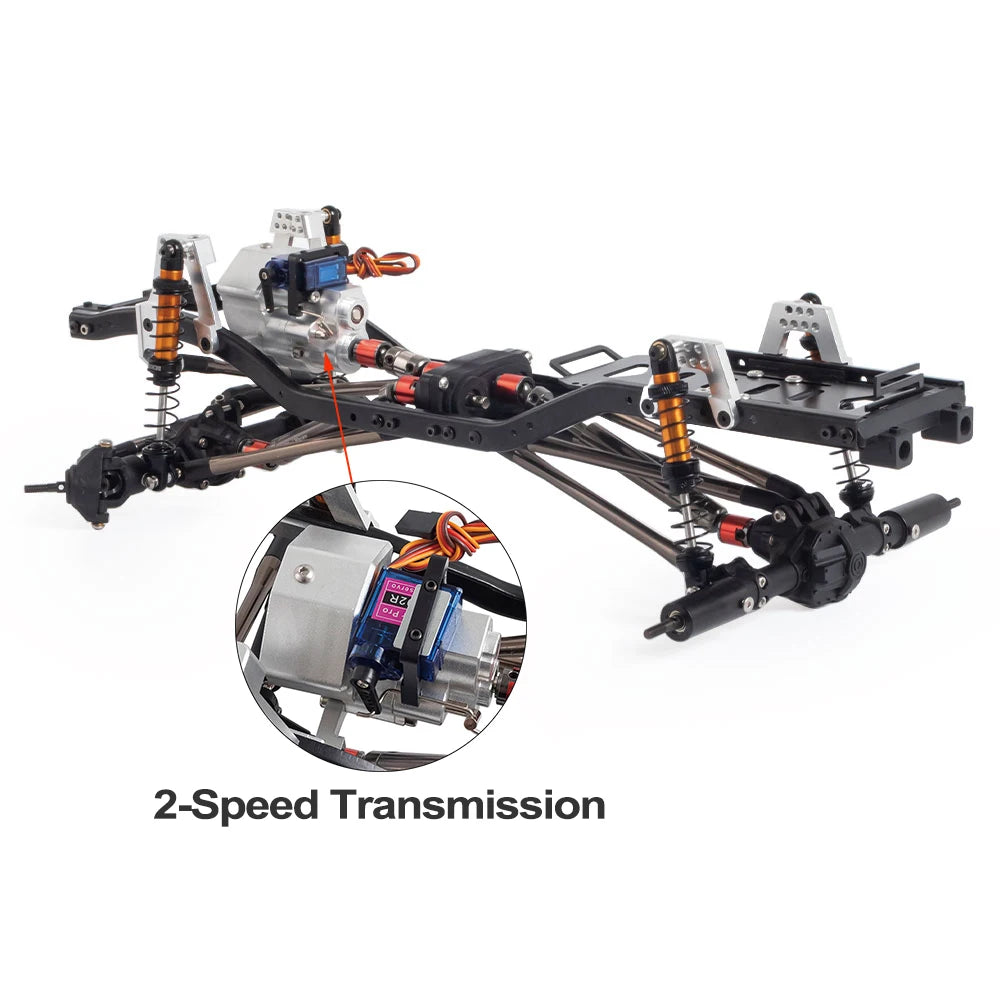 313mm Wheelbase Metal Chassis Frame with Prefixal Single / 2-Speed Transmission for 1/10 RC Crawler Axial SCX10 II 90046 EX86100