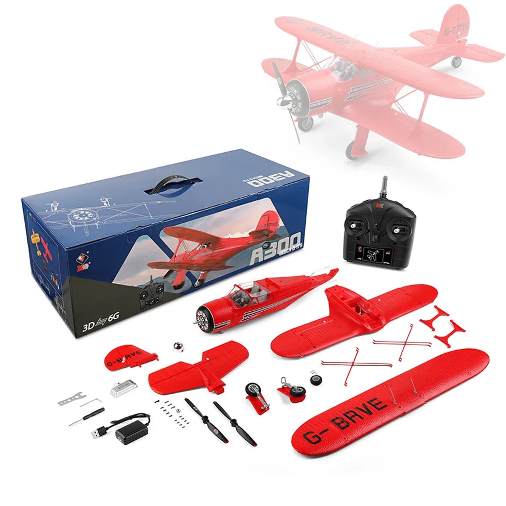 WLtoys XK A300 Beech-D17S RC Plane 4CH Brushless Motor Double Wings Remote Control Airplane 3D6G Aircraft Toys for Kids Adults