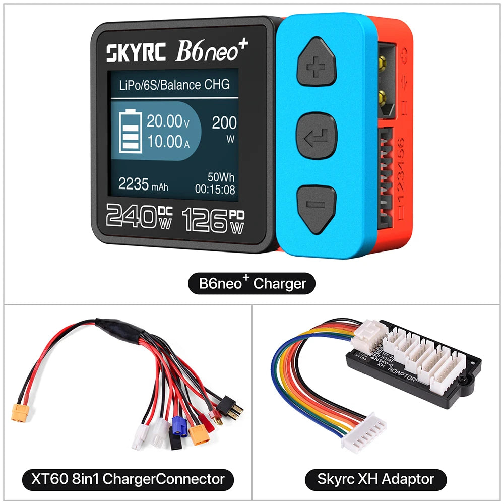 SKYRC B6neo+ Smart Charger High Power DC240W PD126W Multilanguage Balance Charger 600mA XT60/Type-C /PSA100 Power Adapter