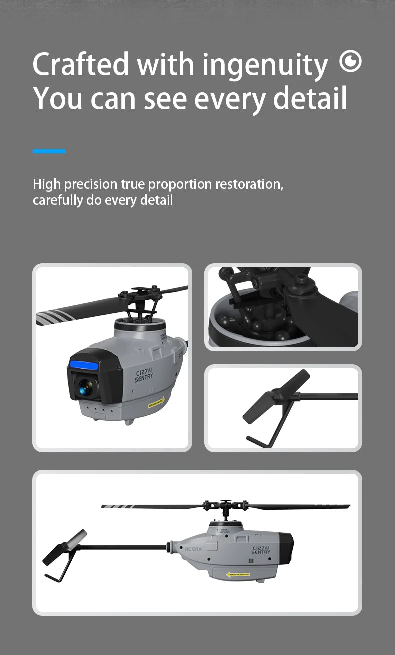 C127 C128 RC Helicopter 2.4G 6-Axis Gyro 4CH 720P Camera Altitude Hold Optical Flow FPV RC Helicopter Toys VS C127 AI Brushless