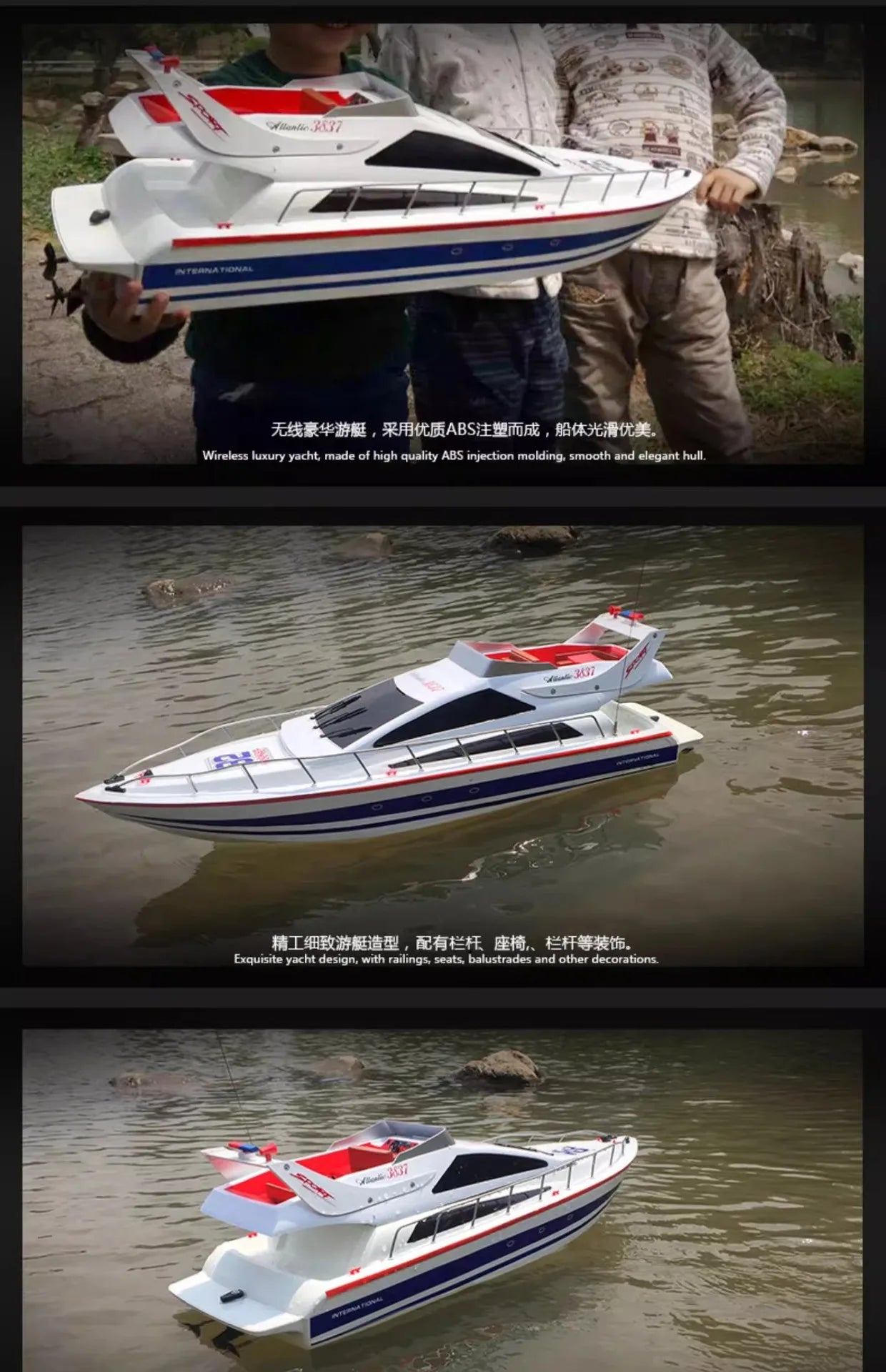 High-Speed Rc Boat Electric Toy Realistic Racing Yacht Simulation Quick Model For Ages 14+ Remote Control Boats