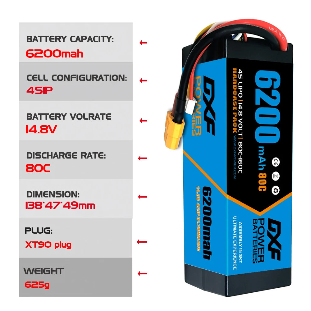 2PCS VARCS 7.4V 7.6V 11.4V 11.1V 15.2V 14.8V 22.2V 2S 3S 4S 6S 5200Mah 6300Mah 6500mAh 6200mAh 6750mAh 8000mAh 7000mAh 10000mah