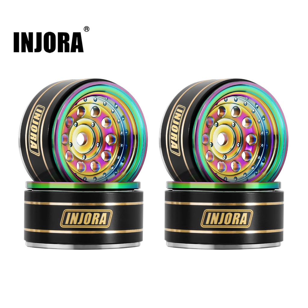 INJORA 39g Black Coating Brass 1.0" Beadlock Wheel Rims for 1/24 1/18 RC Crawler Car Axial SCX24 AX24 TRX4M FCX24 (W1008)