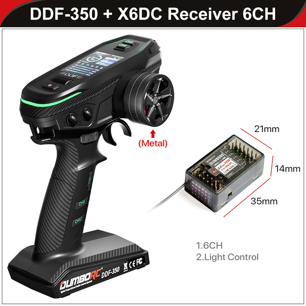 DUMBORC DDF-350 Transmitter with Receiver 2.4G 10CH Digital Radio Remote Controller for RC Car Boat Tank LCD FHSS System