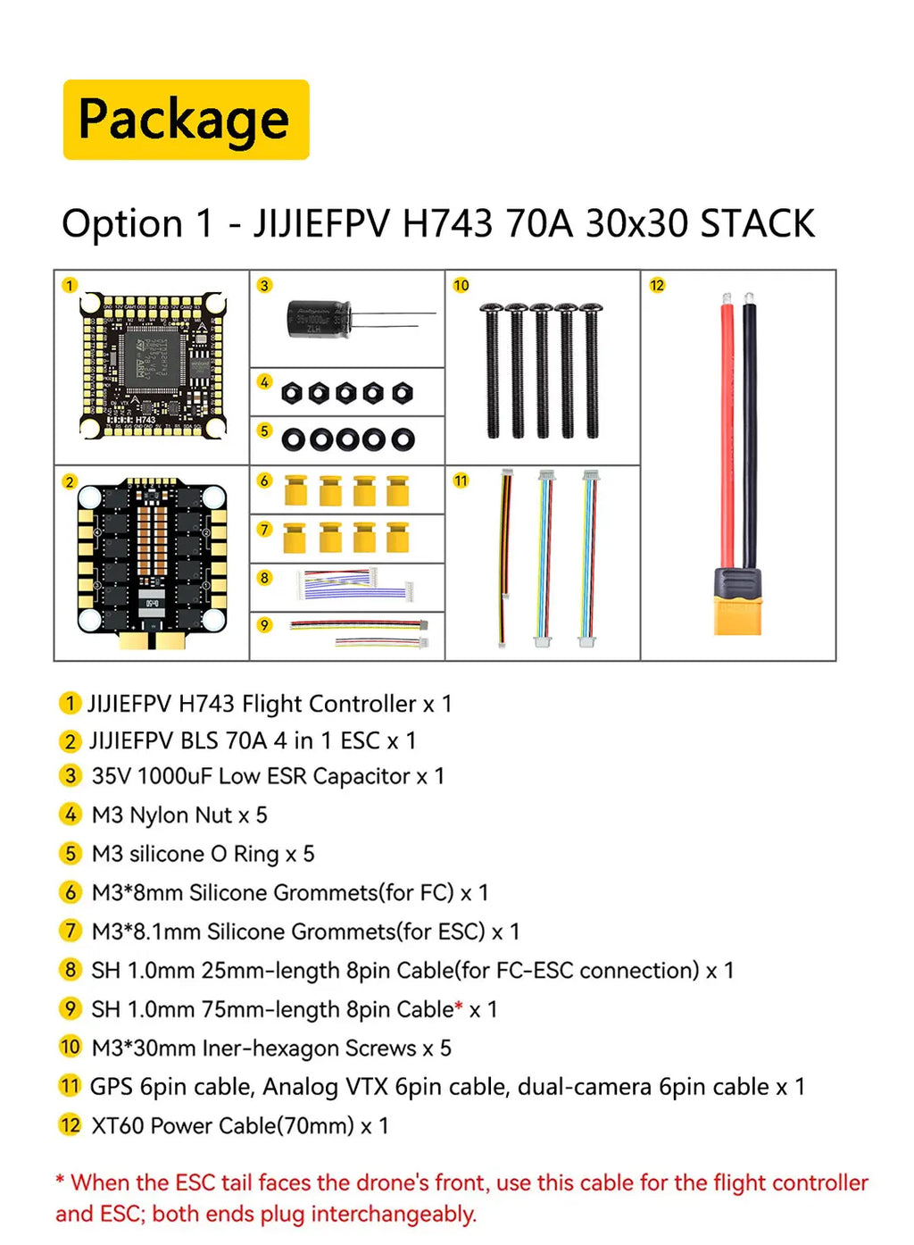 JIJIEFPV H743 Flight Controller H7 FC H743 Stack 8S 55A 60A 70A 4in1 ESC For 5inch DJI RC FPV freestyle Drone DIY Parts