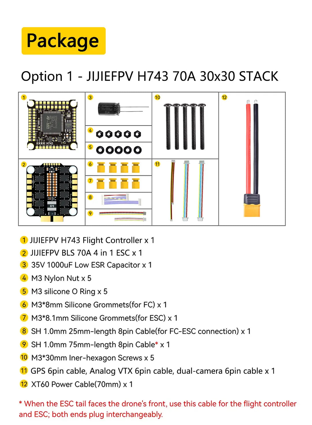 JIJIEFPV H743 Flight Controller H7 FC H743 Stack 8S 55A 60A 70A 4in1 ESC For 5inch DJI RC FPV freestyle Drone DIY Parts