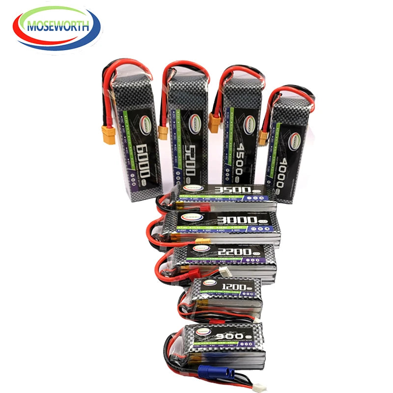 2S 3S 4S 6S 2200 4200 5200 6000mAh 30C 40C 60C 7.4V 11.1V 14.8V RC LiPo Battery For RC Drone Helicopter Aircraft Airplane Car