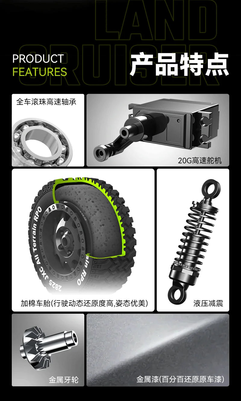 2.4G Upgraded LC80 Full Scale RC Remote Control Climbing Car for Children 1:12 Off road Vehicle Truck Model Car Toy Gift