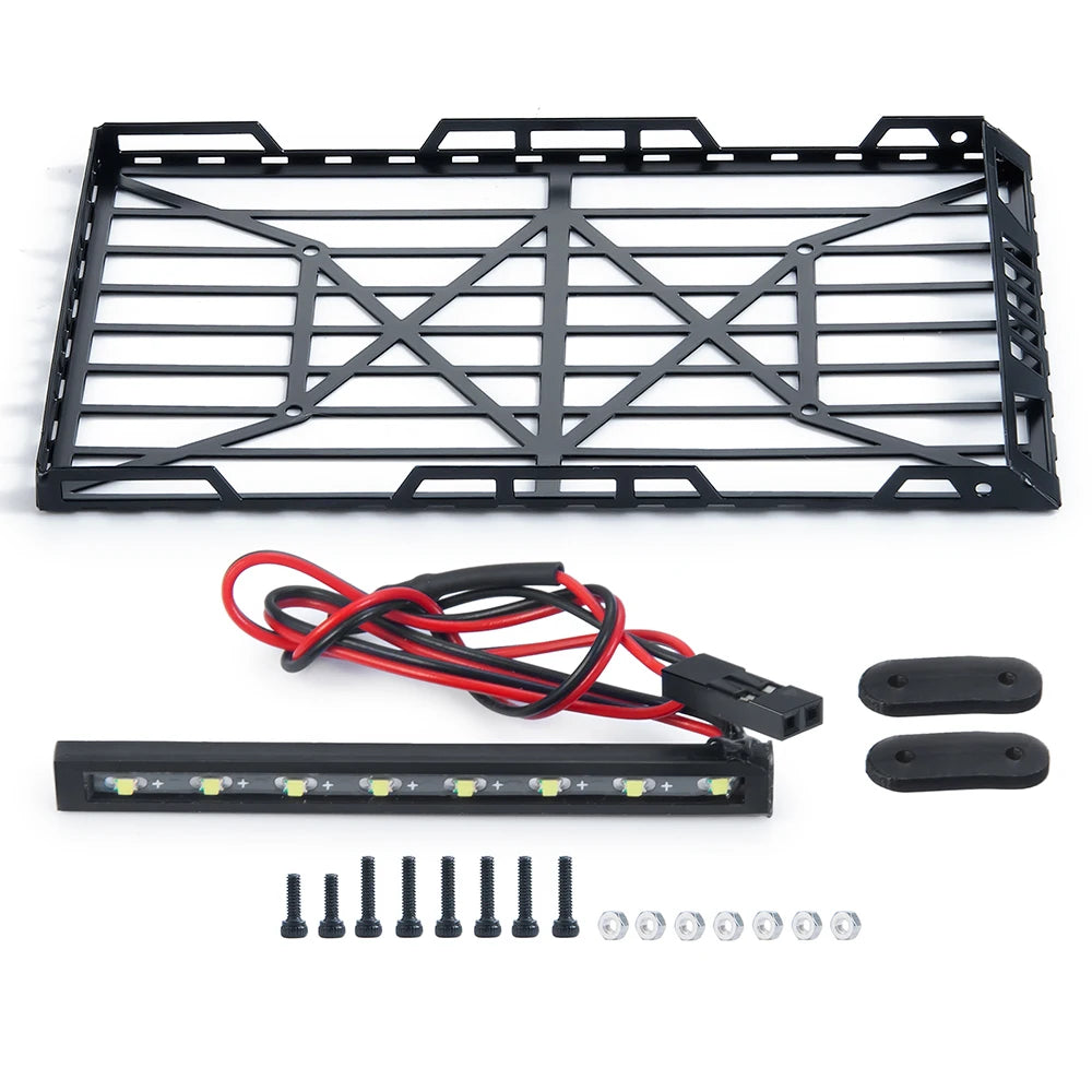 YEAHRUN Metal Roof Rack Luggage Carrier + Elastic Net for 1/24 Axial SCX24 AXI00002 RC Car Model Decoration Accessories Parts
