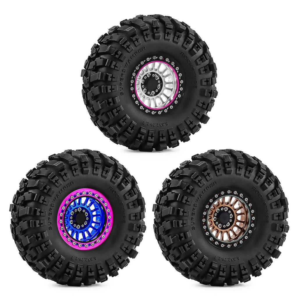 2.2 Inch Aluminum Beadlock Wheels Tires 12mm Hex for 1/10 TRX4 SCX10 Gen8 D90 TRX6 RC Crawler Upgrade 2.2