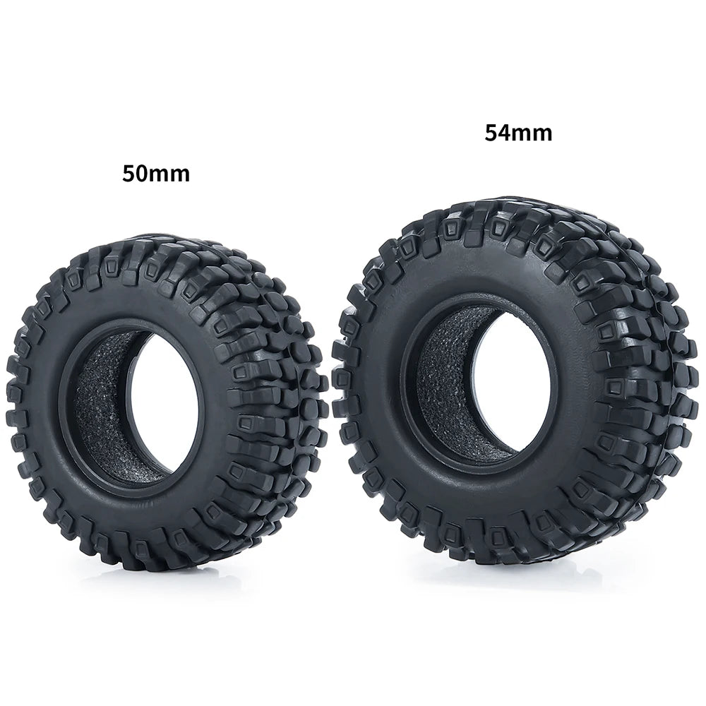 YEAHRUN 4Pcs 1.0inch Soft Rubber Wheel Tires 50/54/58/62/64/65mm for TRX-4M 1/18 Axial SCX24 1/24 RC Crawler Car Upgrade Parts