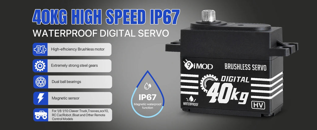 9imod Brushless Servo Waterproof Digital Metal Gear Servo for 1/8 1/10 RC Crawler Car Boat