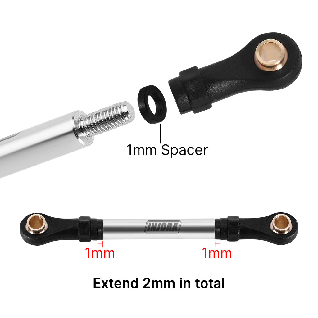 INJORA Stainless Steel High Clearance Chassis Links Steering Link Set for 1/18 RC Crawler TRX4M Defender Bronco (4M-08 4M-57)