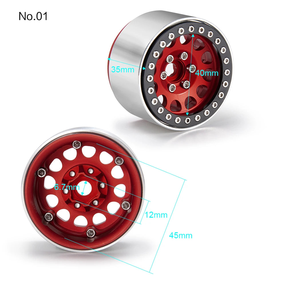 AXSPEED Aluminum Alloy 1.9 inch Beadlock Wheel Rims Hubs 27mm for TRX-4 D90 Axial SCX10 CC01 1/10 RC Crawler Car Truck Parts