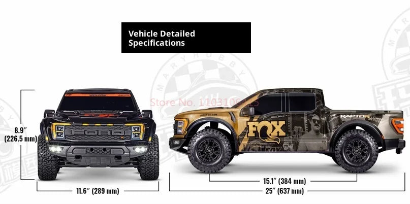 Traxxas 1:10 Raptor R 4*4 F150 Ultimate Four-Wheel Drive Brushless Short Card Remote Control Off-Road Vehicle Desert Short Card