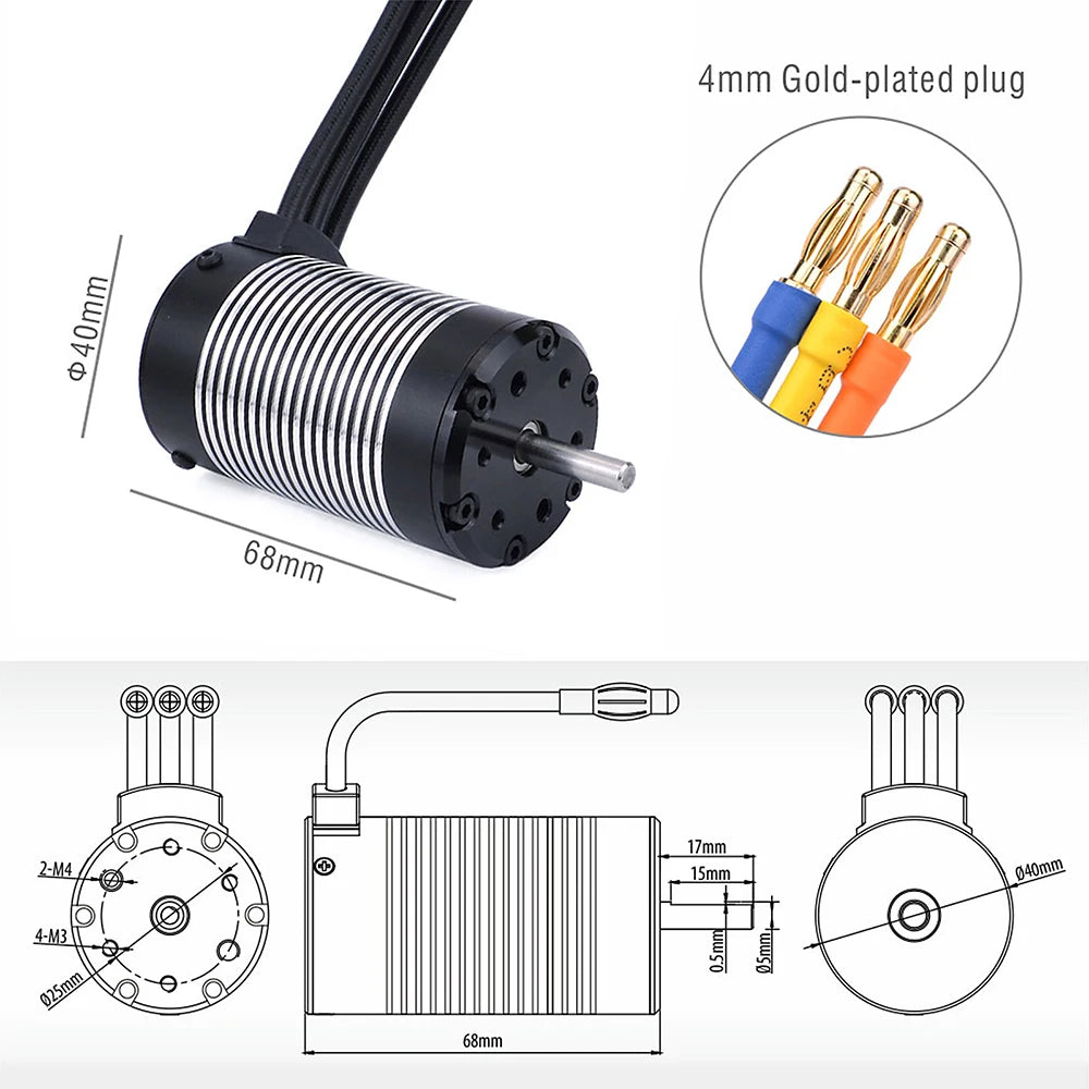 Surpass Hobby Rocket 2845 F540 3650 3660 3665 3670 3674 4068 Waterproof Brushless Motor for 1/10 1/12 RC Car Robot WLtoys 12428