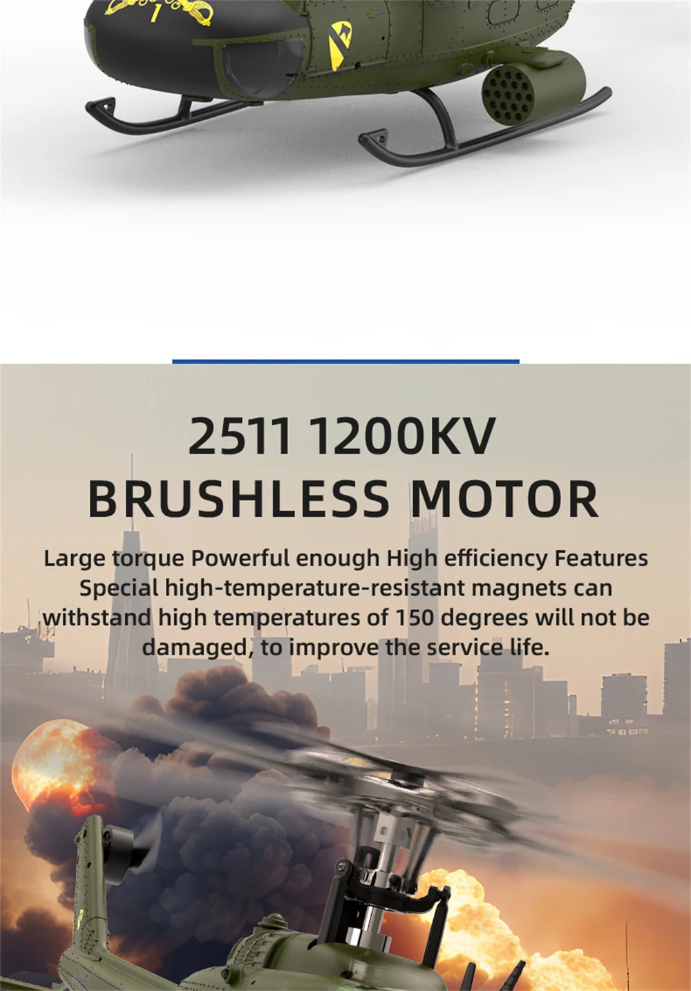 Eachine E190 PRO UH-1 6-Channel RC Helicopter Brushless Motor GPS Hold Altitude Scale Military Green Sealed Box