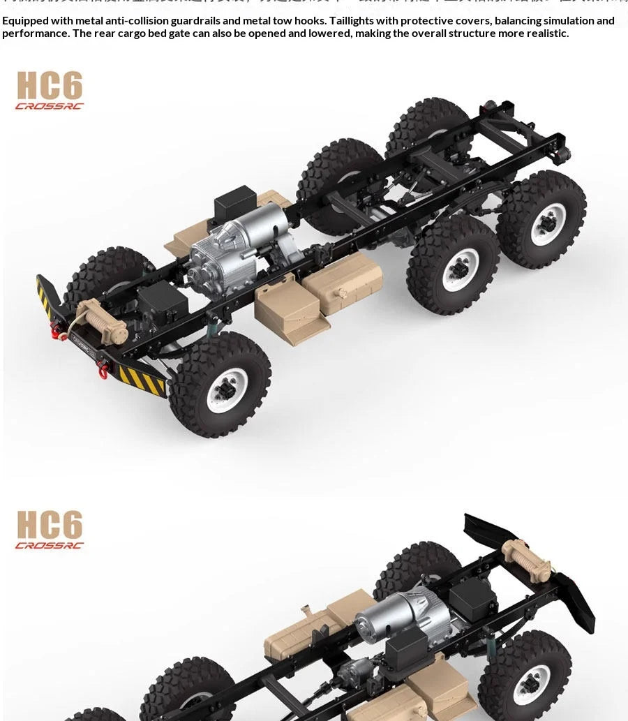 CROSS HC6 M35 Style 6X6 RC Car Military Truck Electric Remote Control Hard Shell Off Road Rock Crawler Dual Speed Model Vehicle
