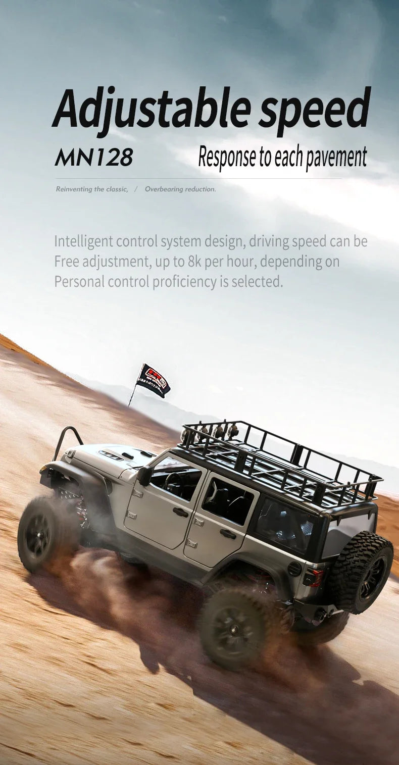 MN MODEL MN128 RC Crawler 4x4 Car 2.4G Climbing Buggy Professional with LED Light Full Scale Remote Control Cars