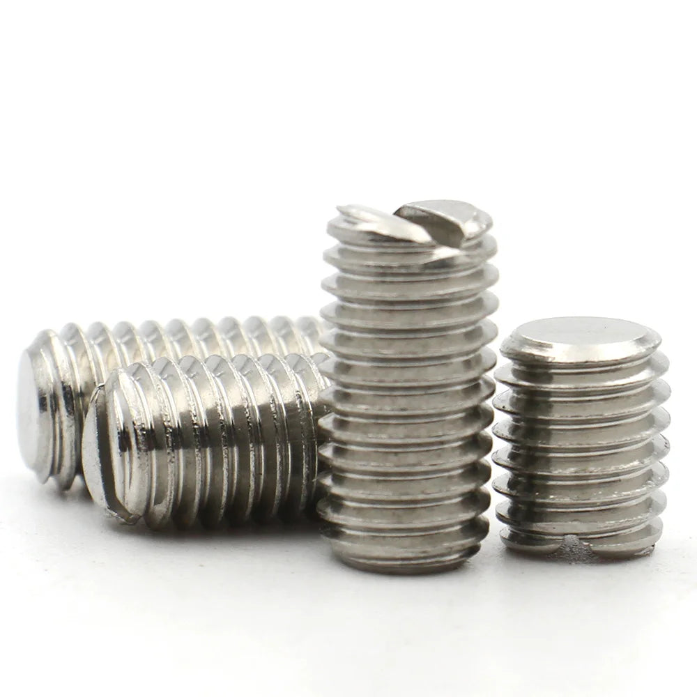 10pcs M1.6 M2 M2.5 M3 M4 M5 M6 M8 304 Stainless Steel Slotted Flat End Set Screw Headless Machine Thread Grub Screws DIN551