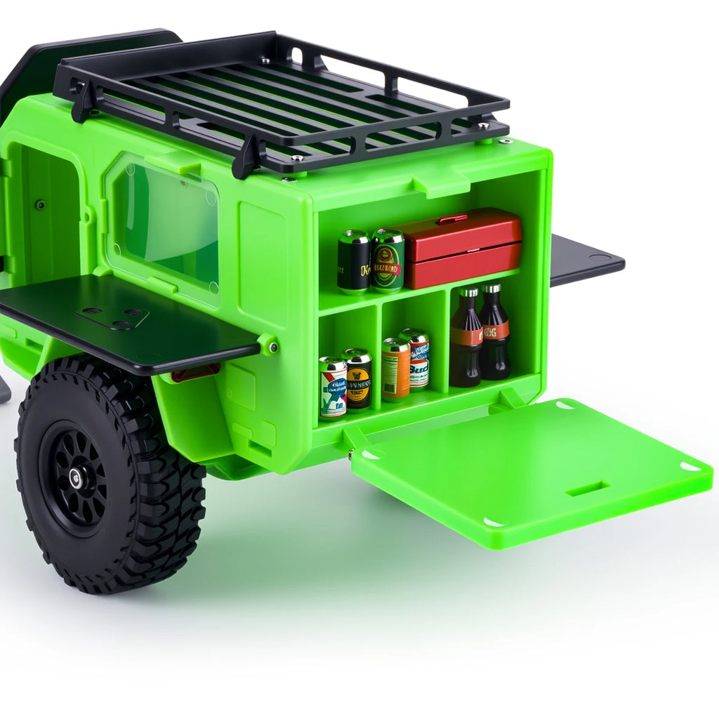 Plastic Off-Road Camping Trailer Motorhome RV Trailers with Stickers for 1/18 1/24 RC Crawler TRX4M SCX24 Decorative Parts