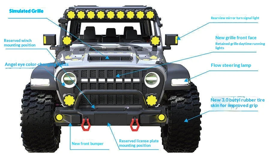 Maker Model CK5812 RC 1/7 Scale Electric 4WD Rock Crawler Truck Remote Control Two Speed Diff Lock Off Road Vehicle With LED Bar