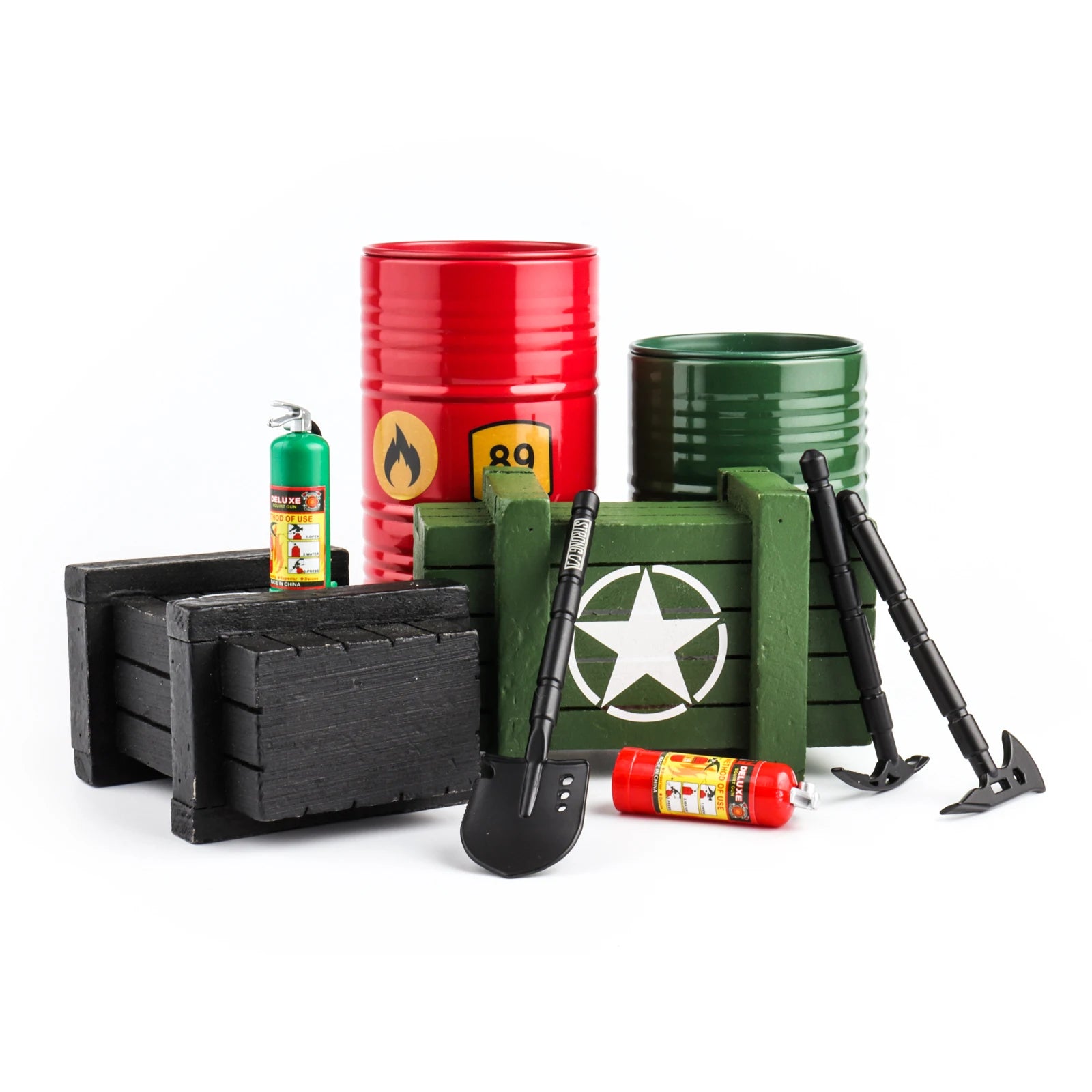 Molded Decoration Fuel Tank Shovel Oil Drum For 1/10 RC Crawler Axial SCX10 Capra TRX4 TRX6 Redcat