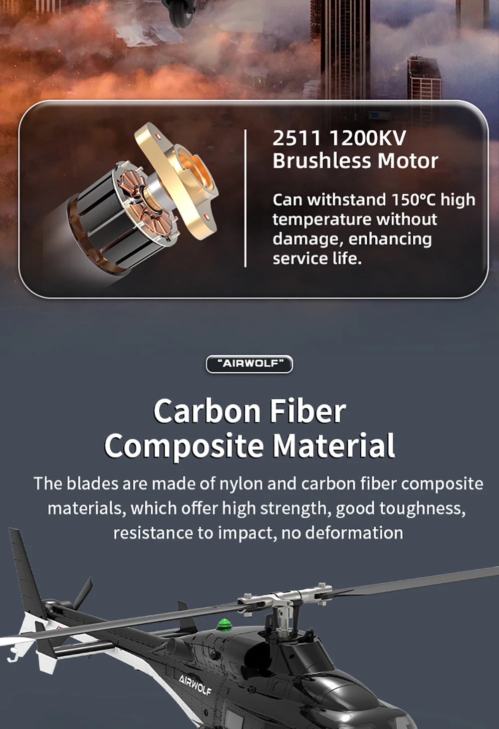YUXIANG Airwolf RC Helicopter 1:34 9CH GPS Brushless Optical Flow Positioning
