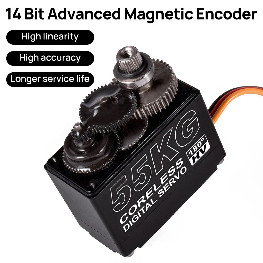 9imod 55kg Waterproof Servo IP67 180/270 Magnetic Sensor High Torque Coreless Digital Servo Full Metal Gear for 1/8 1/10 RC Cars
