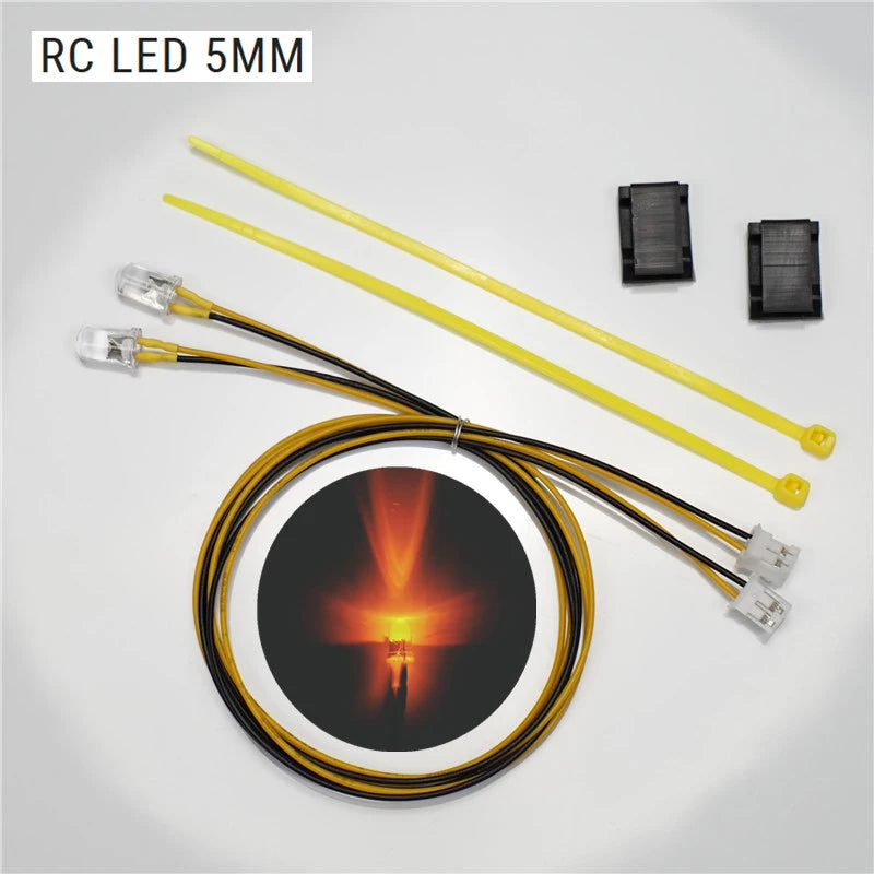 LED 3mm 5mm PH2.0 Plug Light Lamp Beads for 1/10 RC Crawler Car TRX4 Defender 1/14 Tamiya RC Truck SCANIA 770S VOLVO BENZ MAN